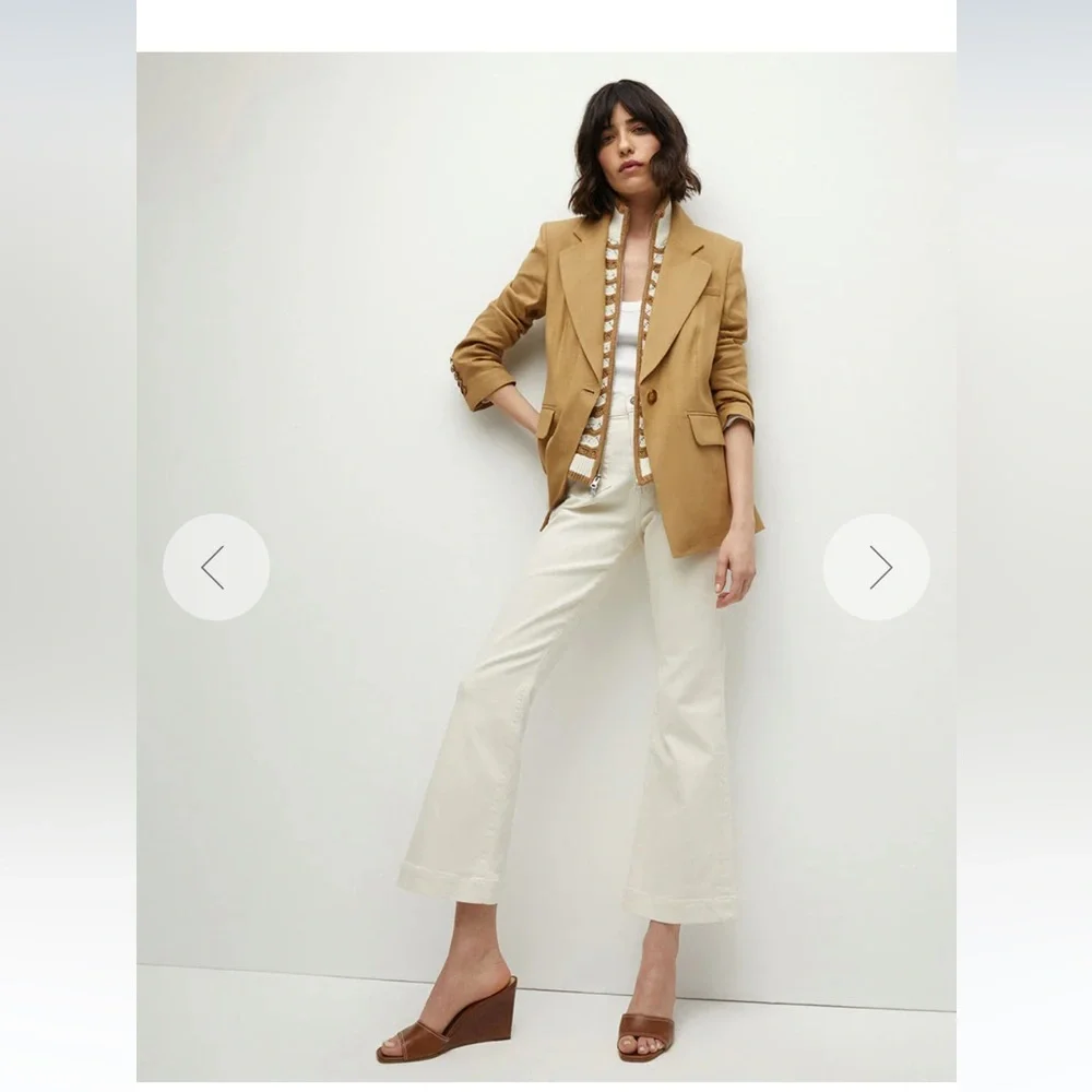 $268 NWT Veronica Beard Ariana Dickey Jacket insert dual zip tan white stripe - Picture 4 of 10